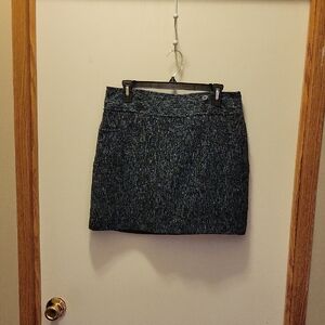LOFT Black and Blue Tweed Mini Skirt